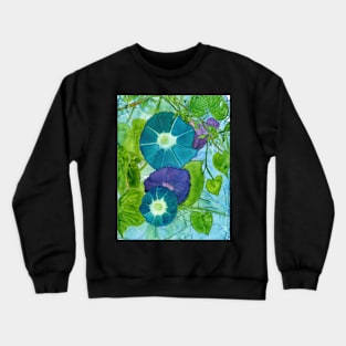 Morning Glories Watercolor Blue Green Purple Crewneck Sweatshirt